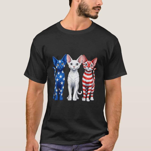 Camiseta Bandera estadounidense Devon Rex (Anverso)