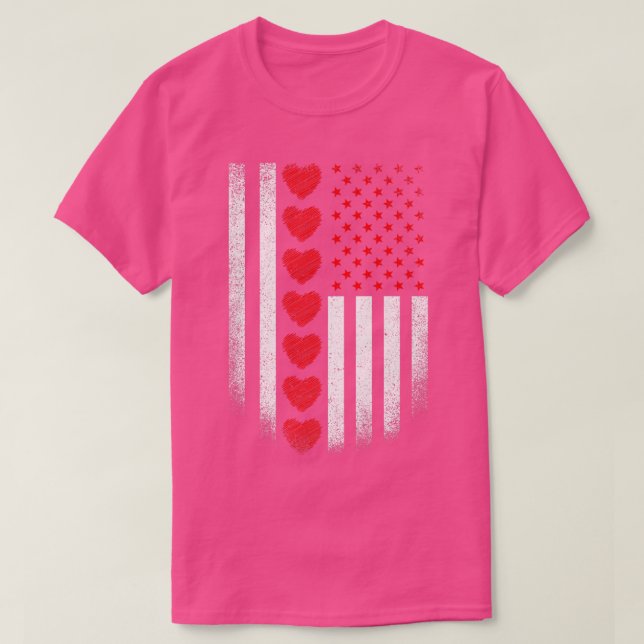 Camiseta Bandera estadounidense día de San Valentín Corazon (Diseño del anverso)
