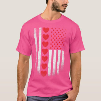 Camiseta Bandera estadounidense día de San Valentín Corazon