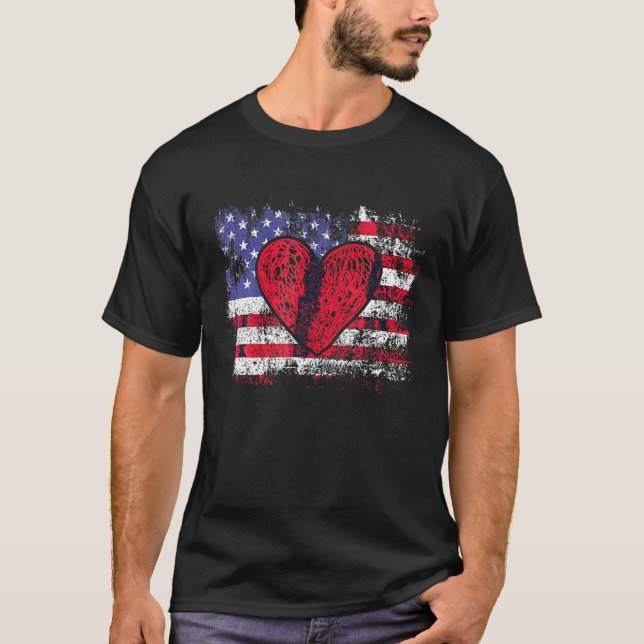 Camiseta Bandera estadounidense día de San Valentín Rojo Co (Anverso)
