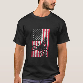 Camiseta Bandera estadounidense Dirt Bike Red White Blue 4