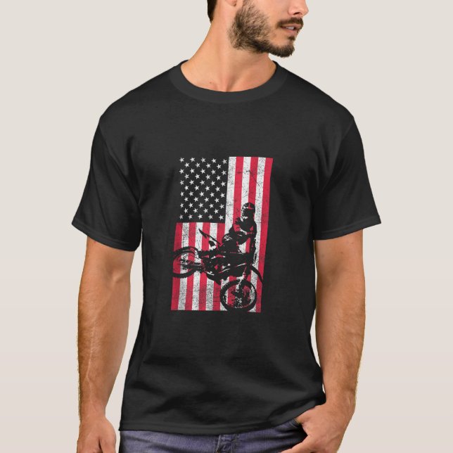 Camiseta Bandera estadounidense Dirt Bike Red White Blue 4  (Anverso)
