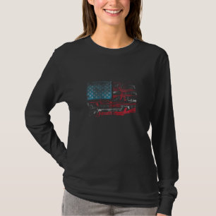 Camiseta Bandera estadounidense dispara balas arma arma arm