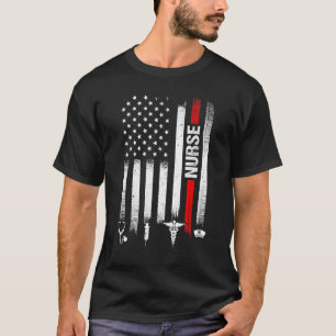 Camiseta Bandera Estadounidense Distorsionada Enfermera Est