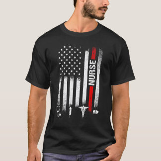 Camiseta Bandera Estadounidense Distorsionada Enfermera Est