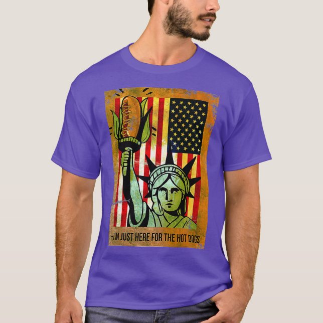 Camiseta Bandera estadounidense divertida aquí por los perr (Anverso)