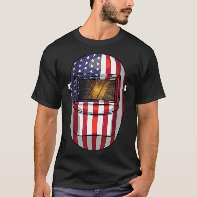 Camiseta Bandera estadounidense divertida soldando regalos  (Anverso)