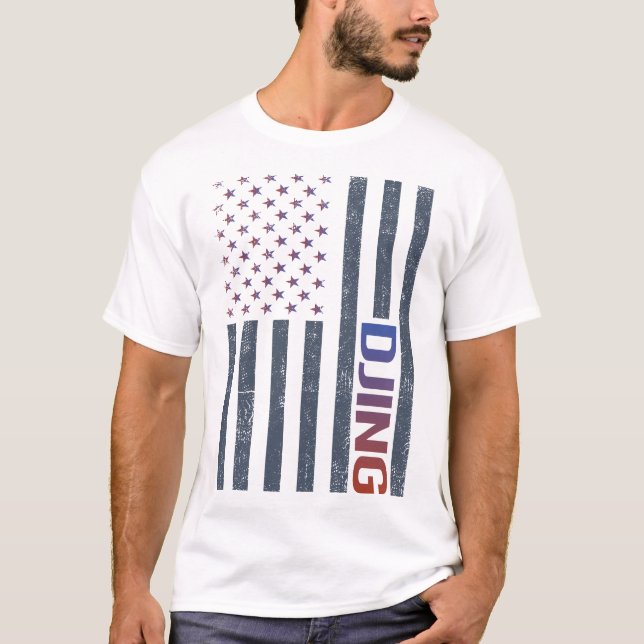 Camiseta Bandera estadounidense Djing DJ Disk Jockey Deejay (Anverso)
