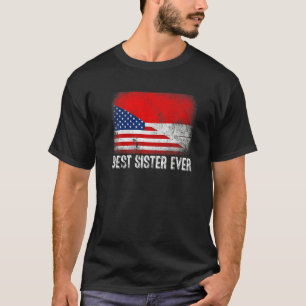 Camiseta Bandera estadounidense e Indonesia Mejor Hermana d
