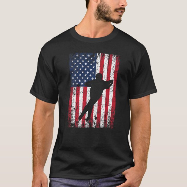 Camiseta Bandera Estadounidense En Línea Patinaje Rápido So (Anverso)