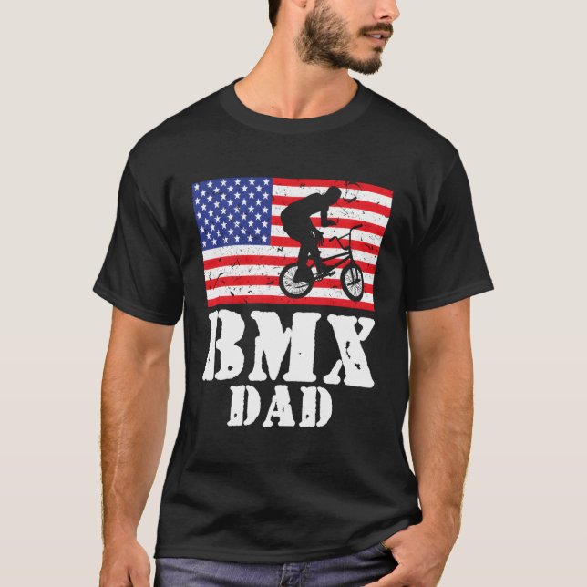 Camiseta Bandera Estadounidense En Problemas Bmx Dad (Anverso)