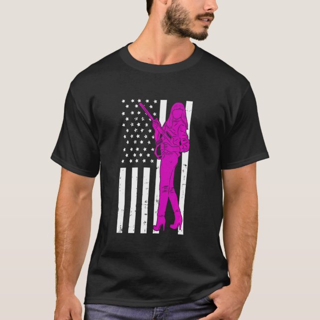 Camiseta Bandera Estadounidense En Problemas Pro De Un Arma (Anverso)