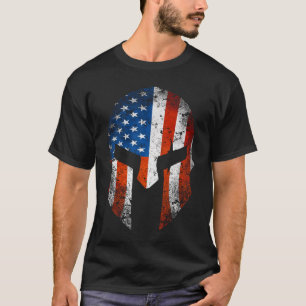Camiseta Bandera Estadounidense En Un Casco Espartano En Pr