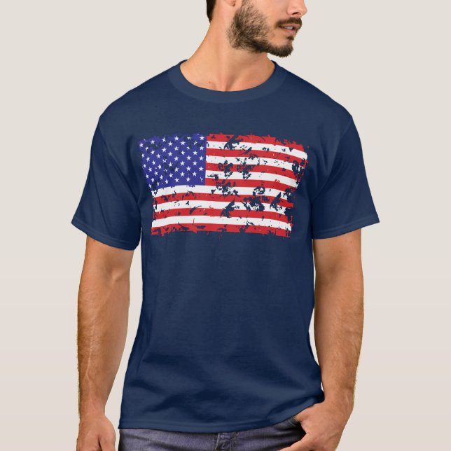 Camiseta Bandera estadounidense en un patrón angustiado (Anverso)