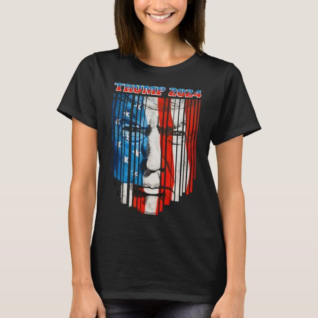 Camiseta Bandera Estadounidense Enfrenta A Trump Vintage Do (Anverso)