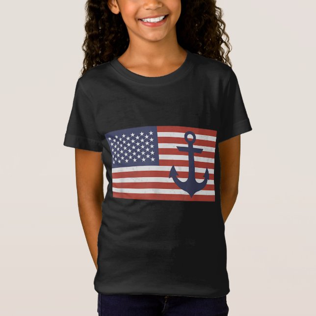 Camiseta Bandera estadounidense estadounidense Nautical Blu (Anverso)