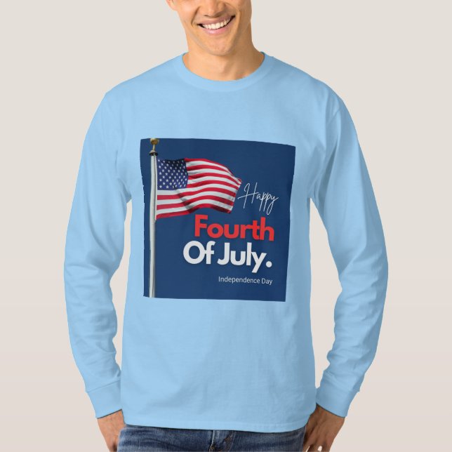 Camiseta Bandera Estadounidense Feliz 4 De Julio (Anverso)