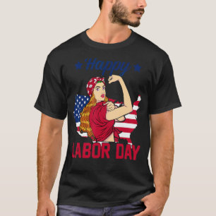 Camiseta Bandera estadounidense feliz Día del Trabajo Mujer