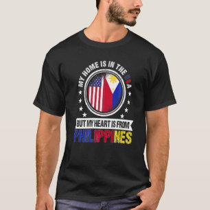 Camiseta Bandera estadounidense filipina corazón Phillipine
