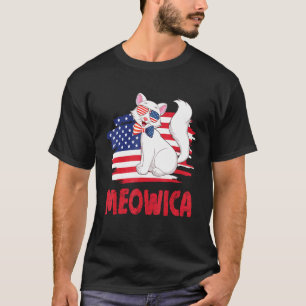 Camiseta Bandera Estadounidense Flying Glass Cat Face Feliz