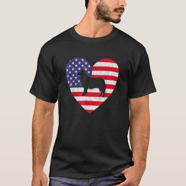 Camiseta Bandera Estadounidense Fronteriza Con Collie Dog 4 (Anverso)