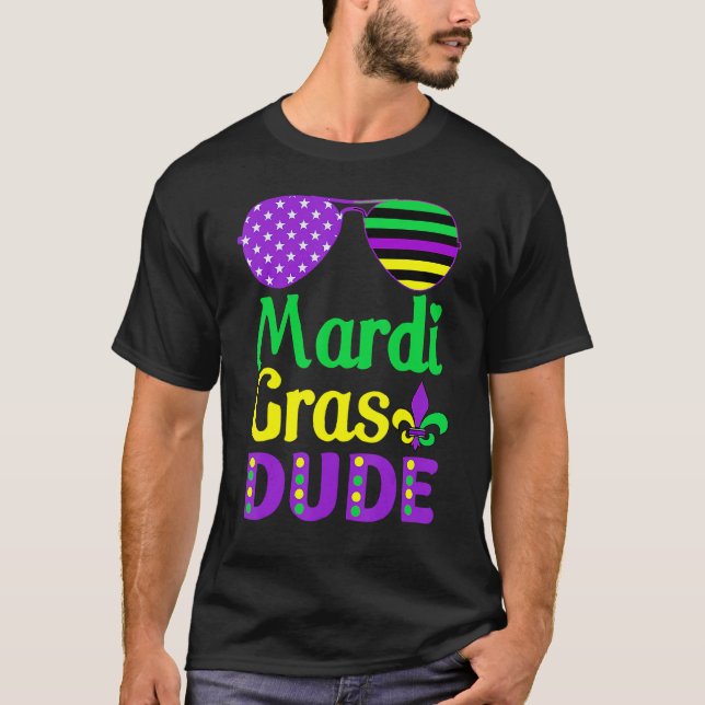Camiseta Bandera estadounidense gafas de sol Mardi Gras Tío (Anverso)