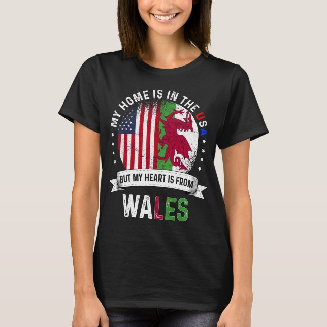 Camiseta Bandera estadounidense galesa galesa remonta a ciu (Anverso)