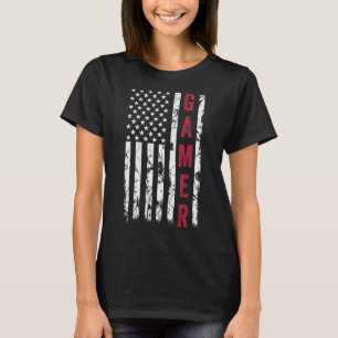 Camiseta Bandera estadounidense Gamer Tees Videojuegos masc