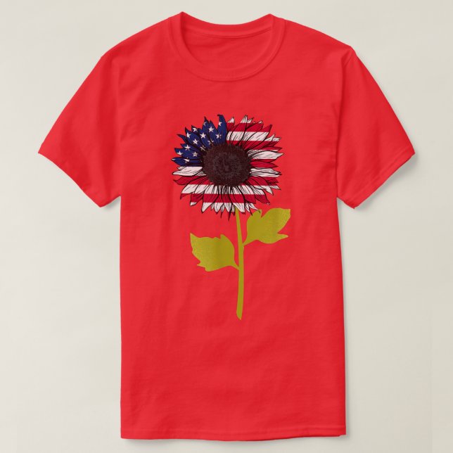 Camiseta Bandera estadounidense girasol 4 de julio Independ (Diseño del anverso)