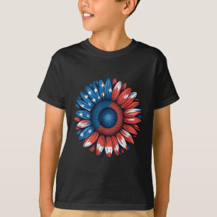 Camiseta Bandera Estadounidense Girasol 4 De Julio Independ