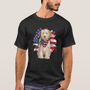 Camiseta Bandera Estadounidense Girasol Perro Terrier Tibet