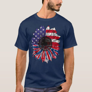 Camiseta Bandera estadounidense Girasol Rojo Azul Blanco Az
