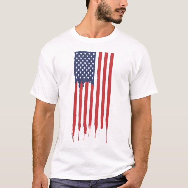 Camiseta Bandera estadounidense goteando (Anverso)