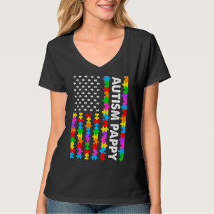 Camiseta Bandera estadounidense graciosa autismo papía auti