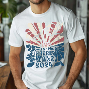 Camiseta Bandera estadounidense Groovy Harris y Walz 2024