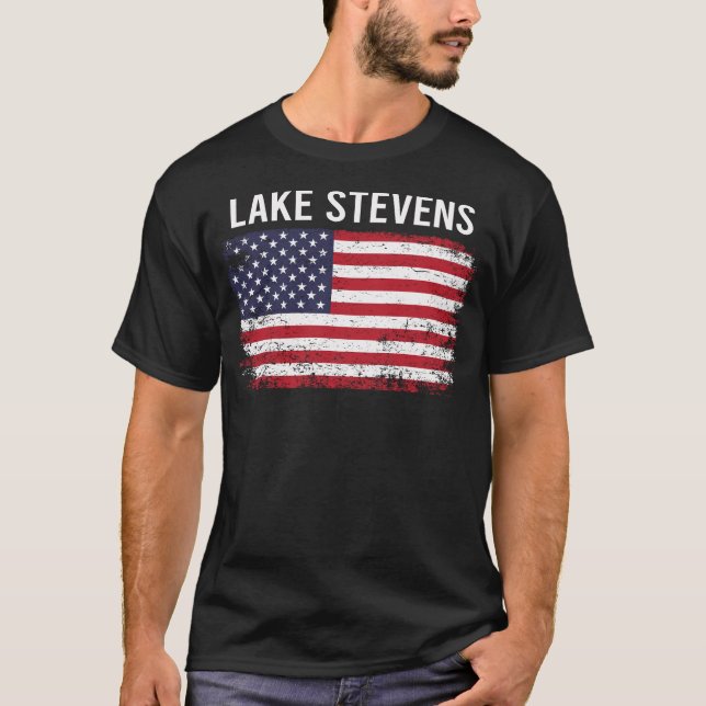 Camiseta Bandera estadounidense grunge Lago Stevens (Anverso)