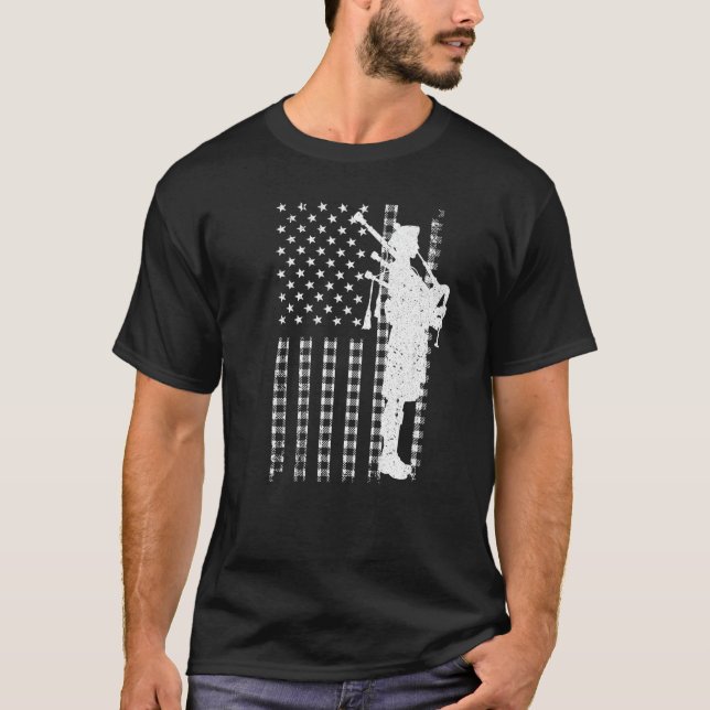 Camiseta Bandera estadounidense Guay Bagpiper para hombres  (Anverso)