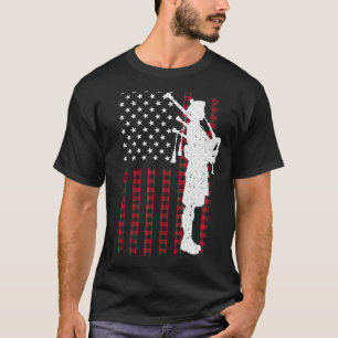 Camiseta Bandera estadounidense Guay Bagpiper para hombres 