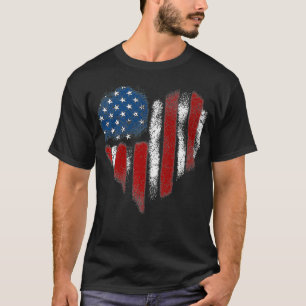 Camiseta Bandera estadounidense Heart Estados Unidos Patrió