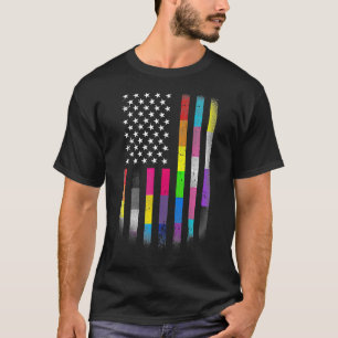 Camiseta Bandera Estadounidense Homosexual Lgbt Bandera Lgb