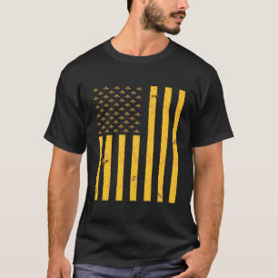 Camiseta Bandera estadounidense Honeycomb Honey Bee Beeke
