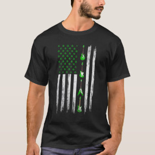 Camiseta Bandera estadounidense irlandesa afligida Guitarra