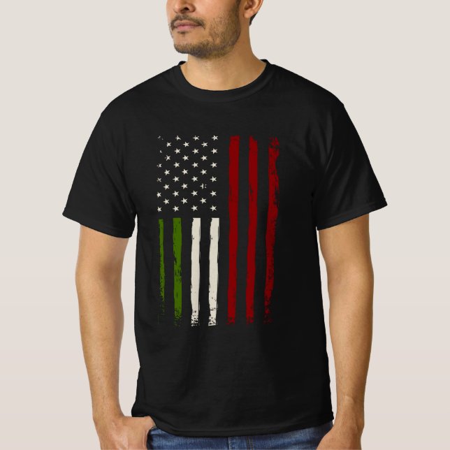 Camiseta Bandera estadounidense italiana Italia Patrimonio  (Anverso)