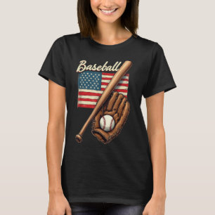 Camiseta Bandera Estadounidense Jugador De Béisbol Fan Catc