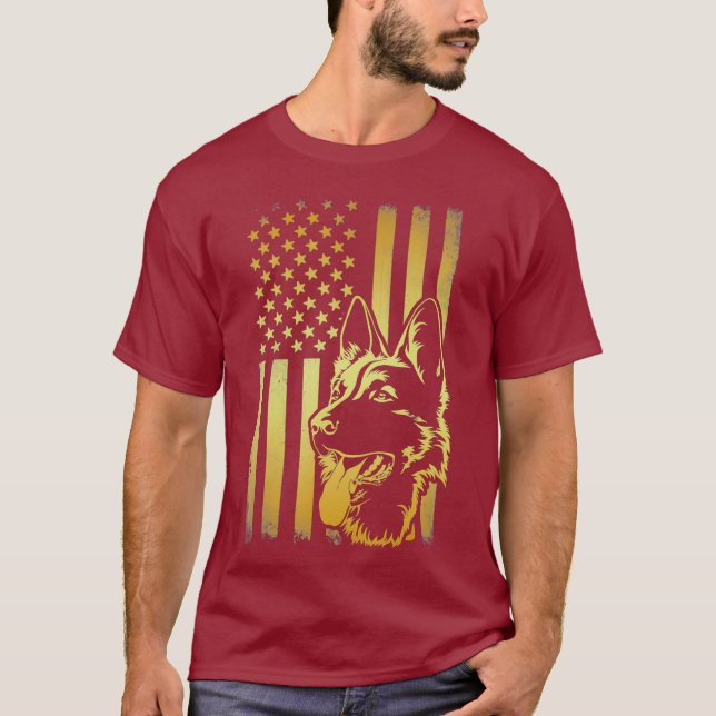 Camiseta Bandera estadounidense K9 Regalo de perro de la po (Anverso)