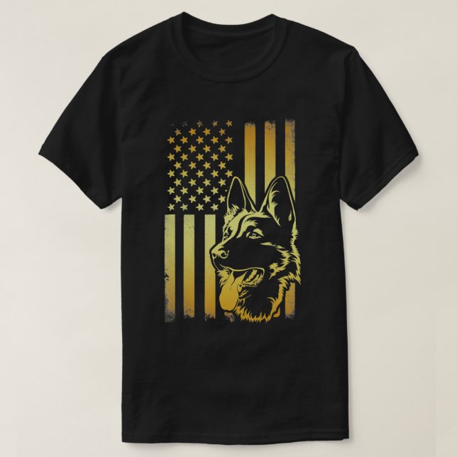 Camiseta Bandera estadounidense K-9 Regalo de perro de la p (Diseño del anverso)