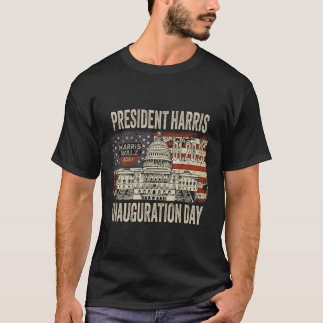 Camiseta Bandera estadounidense Kamala Harris Inauguración  (Anverso)