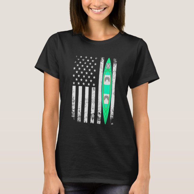Camiseta Bandera estadounidense Kayak Deportes Patriótico K (Anverso)