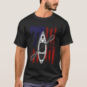 Camiseta Bandera estadounidense Kayak Kayaker Kayaking Cano