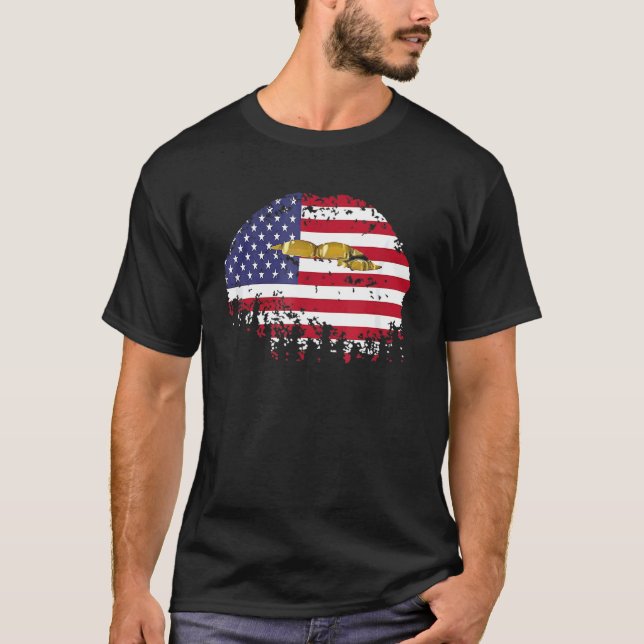 Camiseta Bandera estadounidense levanta los labios de la ba (Anverso)